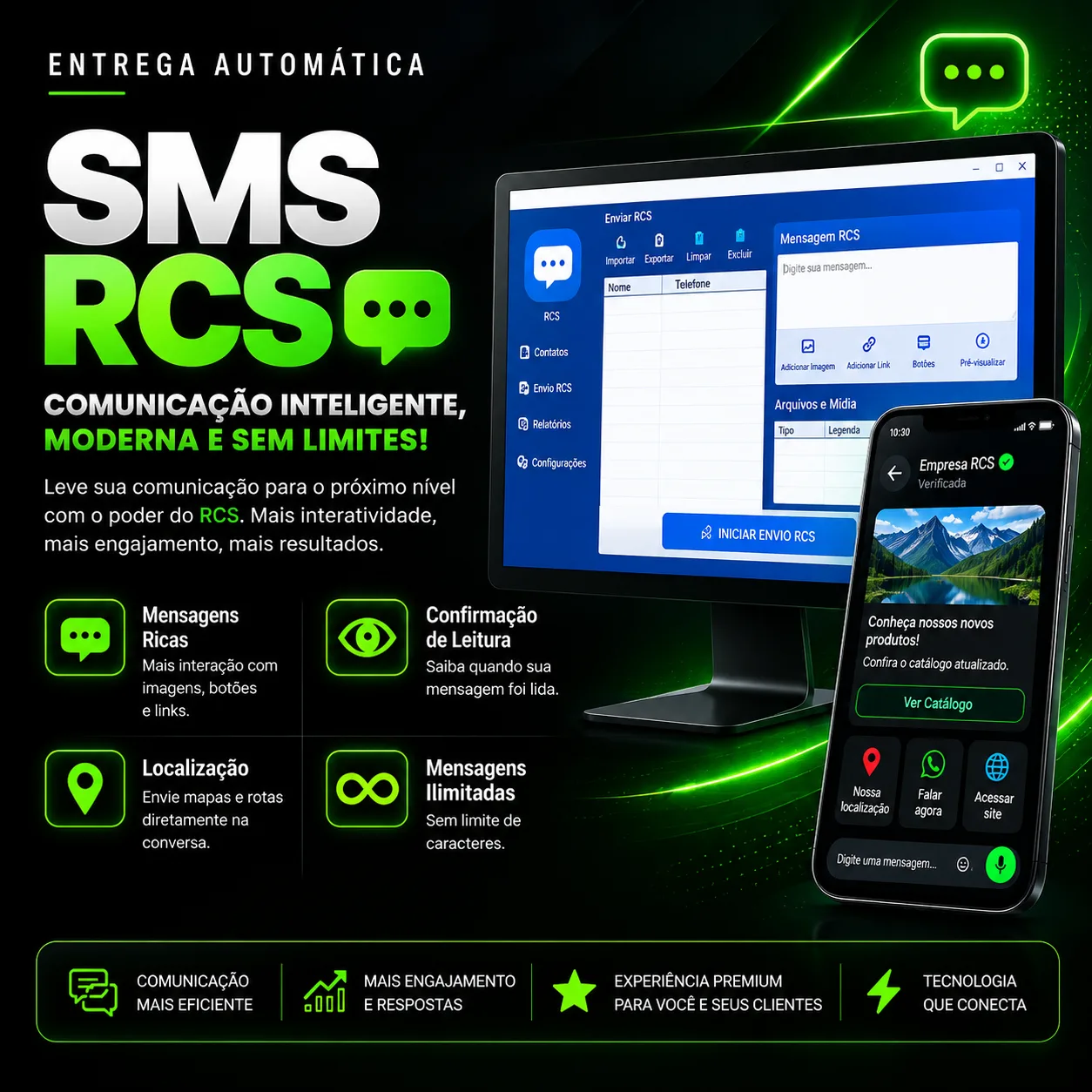 💬 DISPARADOR SMS RCS (ANUAL) - Envio de vídeos, imagens, áudios, GIFs e documentos.