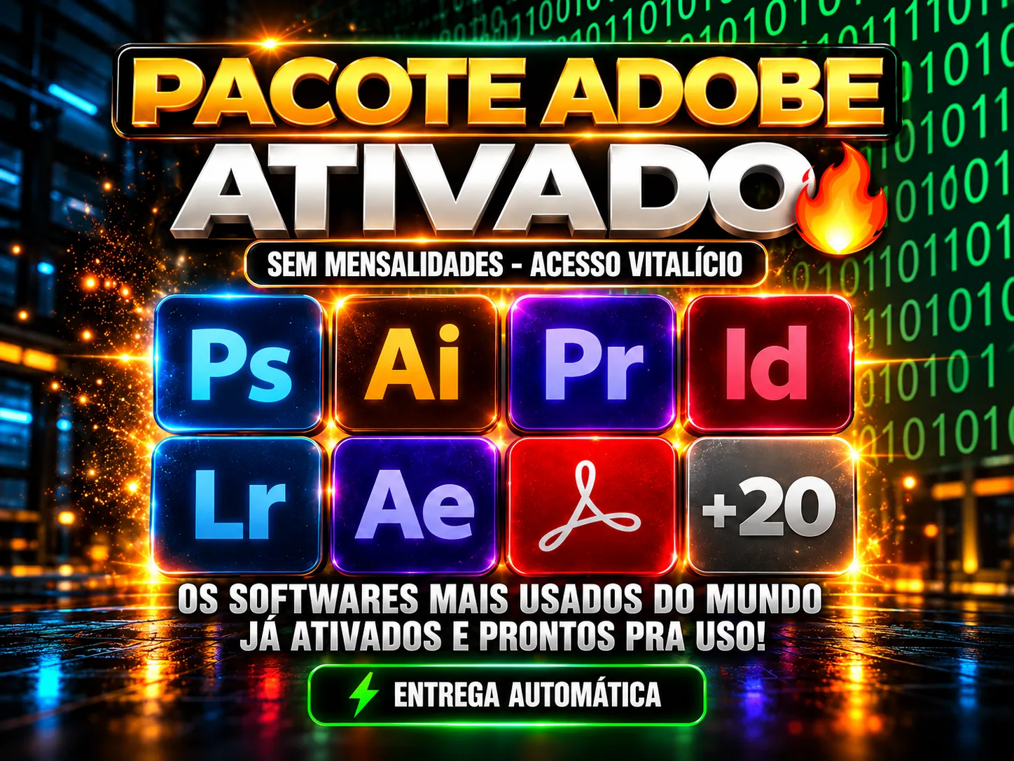 🎨 PACOTE ADOBE ATIVADO (VITALÍCIO)