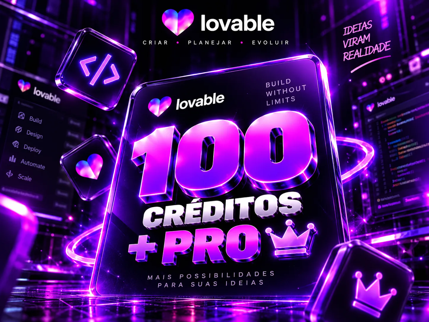 LOVABLE - 100/300 CRÉDITOS + PLANO PRO